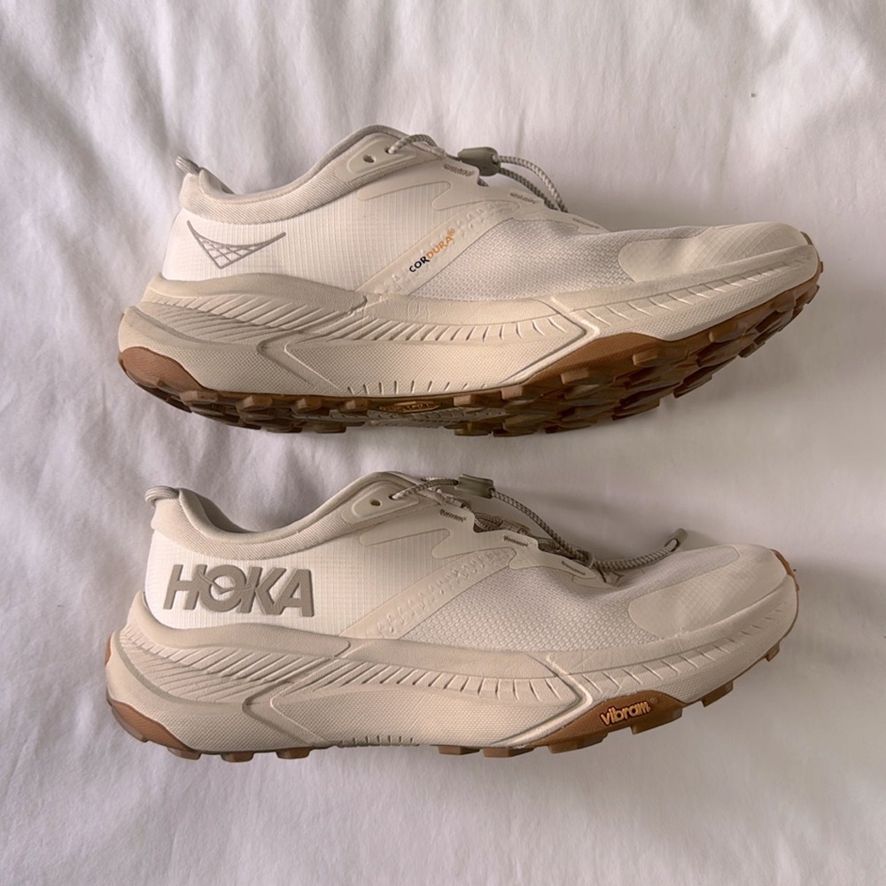 Hoka Transport Off-White and Tan Running Shoes